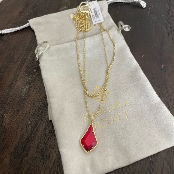 NWT Kendra Scott-Faceted Alex Gold Convertible Necklace in Cranberry Illusion! - Picture 3 of 4